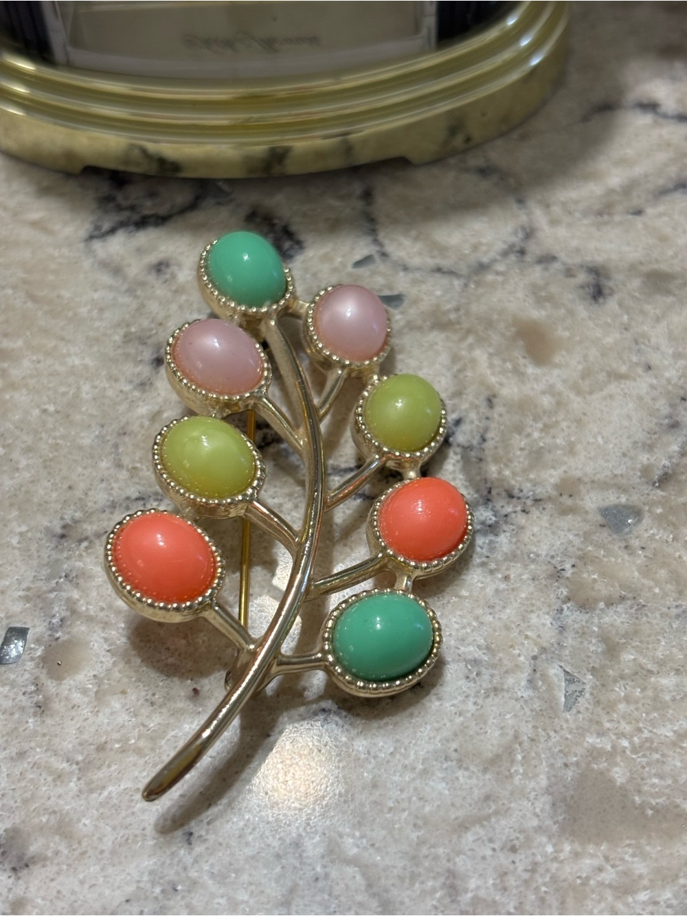 Silver-tone metal brooch, Sarah Coventry Candy Land, 1973